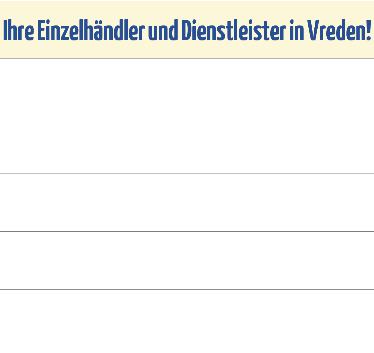  Ihre Einzelhändler und Dienstleister in Vreden ,,,,,,,,,, 