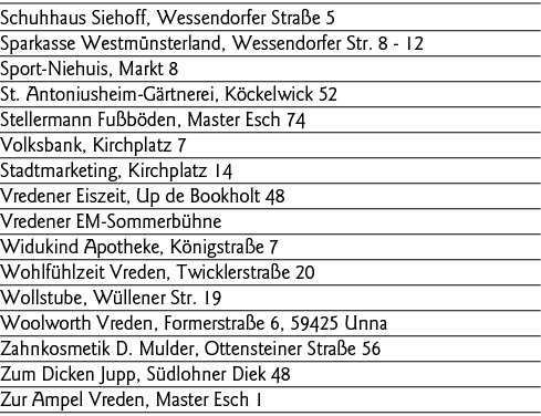 Schuhhaus Siehoff, Wessendorfer Straße 5 Sparkasse Westmünsterland, Wessendorfer Str  8 - 12 Sport-Niehuis, Markt 8 S   