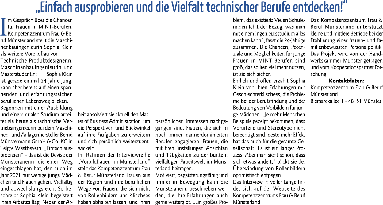   Einfach ausprobieren und die Vielfalt technischer Berufe entdecken   Im Gespräch über die Chancen für Frauen in MIN   