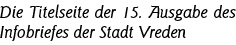 Die Titelseite der 15  Ausgabe des Infobriefes der Stadt Vreden