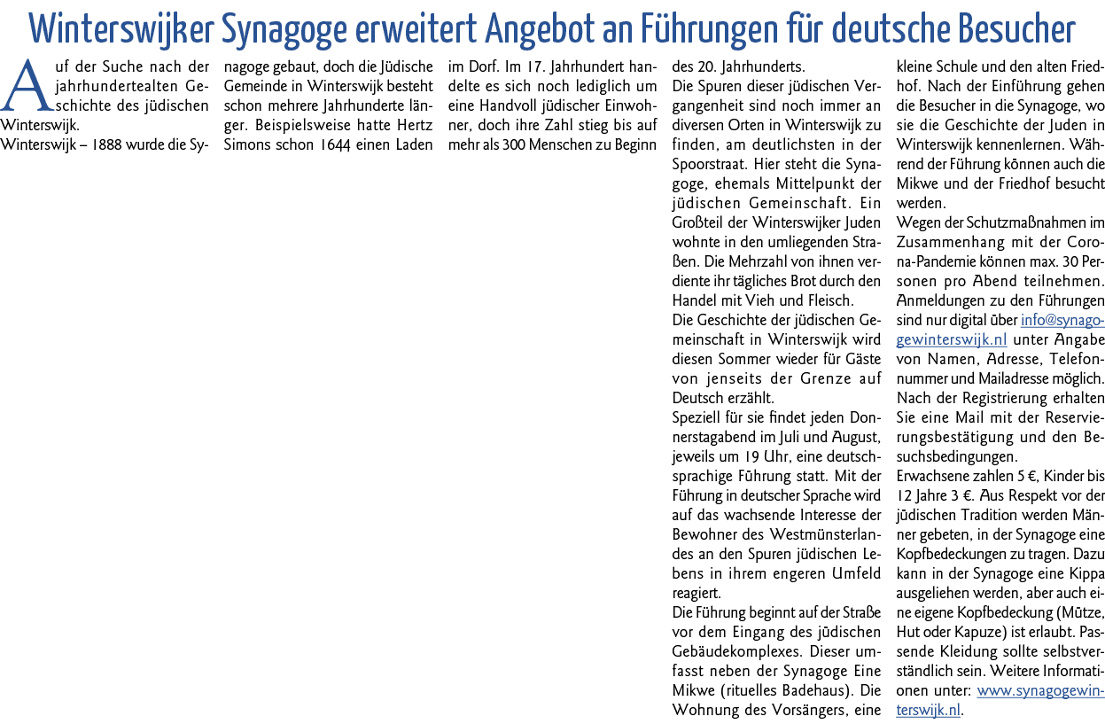 Winterswijker Synagoge erweitert Angebot an Führungen für deutsche Besucher Auf der Suche nach der jahrhundertealten    