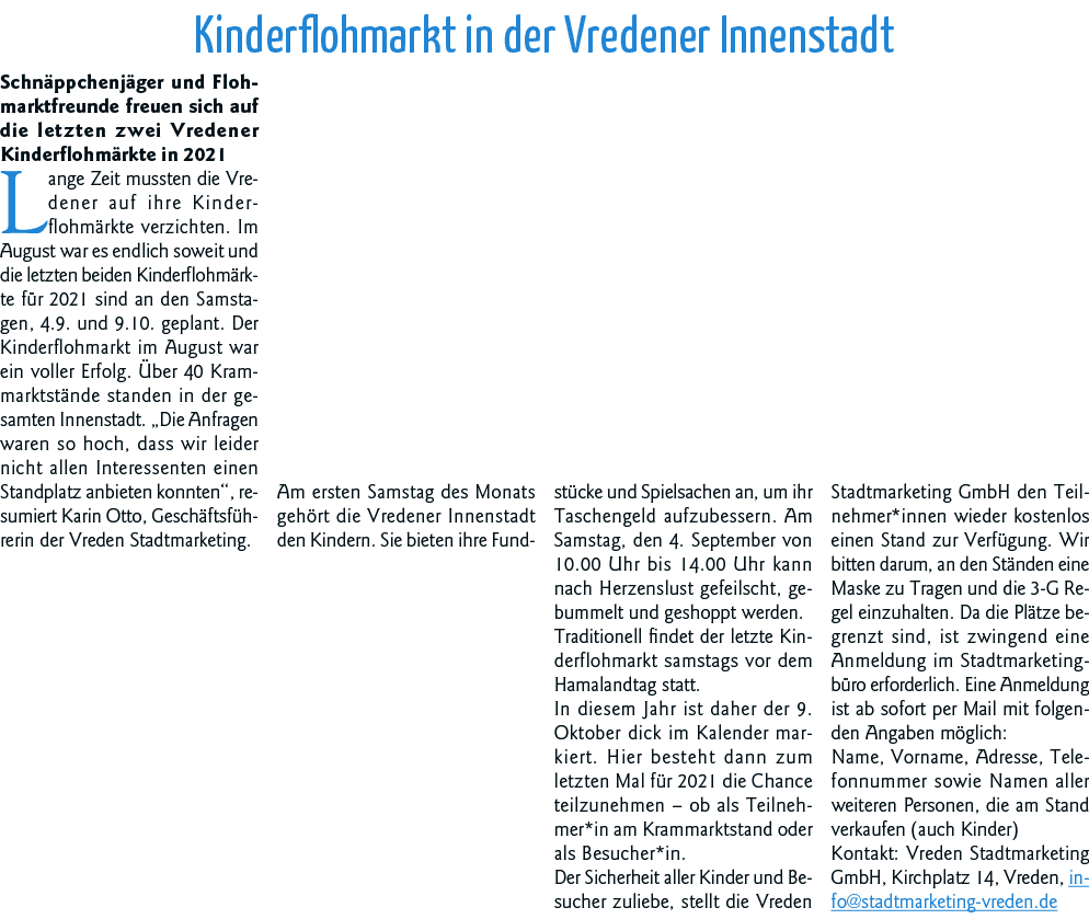 Kinderflohmarkt in der Vredener Innenstadt Schnäppchenjäger und Flohmarktfreunde freuen sich auf die letzten zwei Vre   