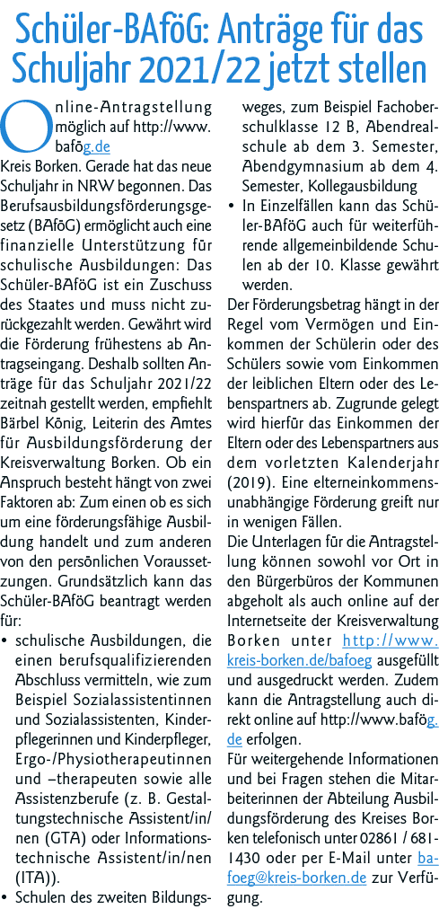 Schüler-BAföG: Anträge für das Schuljahr 2021 22 jetzt stellen Online-Antragstellung möglich auf http:  www bafög de    