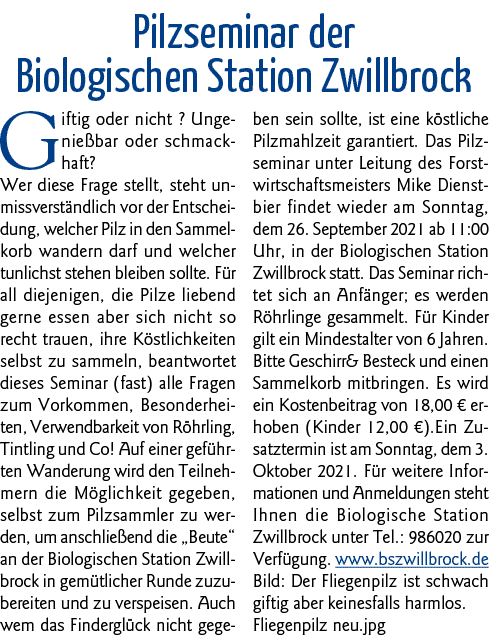 Pilzseminar der Biologischen Station Zwillbrock Giftig oder nicht   Ungenießbar oder schmackhaft  Wer diese Frage ste   